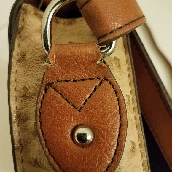 $20 Vegan Ostrich Brown Crossbody Bag - Picture 10 of 12